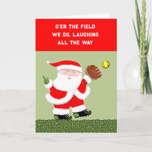 Cartes Pour Fêtes Annuelles Noël de softball (Devant)