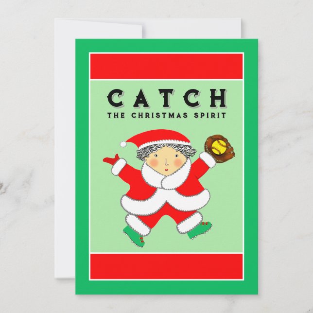 Cartes Pour Fêtes Annuelles Noël de softball (Devant)