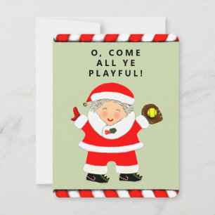 Cartes Pour Fêtes Annuelles Noël de softball amusant
