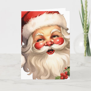 Cartes Pour Fêtes Annuelles Noël de style rétro Holly Jolly Santa Claus