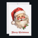 Cartes Pour Fêtes Annuelles Noël de style rétro Holly Jolly Santa Claus<br><div class="desc">Une carte de Noël plate avec une joyeuse illustration d'un Père Noël de style vintage aux joues rouges roses. portant son chapeau de santa rouge classique et son grand ours blanc. Un spring de saint ajoute à l'esprit festif de fête de ce design.</div>