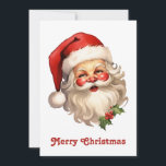 Cartes Pour Fêtes Annuelles Noël de style rétro Holly Jolly Santa Claus<br><div class="desc">Une carte de Noël plate avec une joyeuse illustration d'un Père Noël de style vintage aux joues rouges roses. portant son chapeau de santa rouge classique et son grand ours blanc. Un spring de saint ajoute à l'esprit festif de fête de ce design.</div>