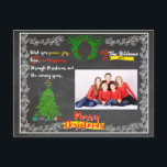 Cartes Pour Fêtes Annuelles Noël de tableau<br><div class="desc">Caractéristiques de conception ce un arrière - plan de tableau avec le cadre de craie et les flèches et les fleurs élégantes de spirale de Noël, le décor de Noël tel que l'arbre de Noël, la guirlande, le sucre de canne, les symboles et les bannières avec des présents ornés dans...</div>