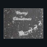 Cartes Pour Fêtes Annuelles Noël de tableau noir | Vintage Père Noël Sleigh<br><div class="desc">Carte de Noël propre et simple avec un Père Noël dans son traîneau avec son renne volant. Disponible sous forme de carte à plat et de carte postale. Souhaitez-vous à tous un Joyeux Noël et Bonne Année!</div>