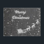 Cartes Pour Fêtes Annuelles Noël de tableau noir | Vintage Père Noël Sleigh<br><div class="desc">Carte de Noël propre et simple avec un Père Noël dans son traîneau avec son renne volant. Disponible sous forme de carte à plat et de carte postale. Souhaitez-vous à tous un Joyeux Noël et Bonne Année!</div>