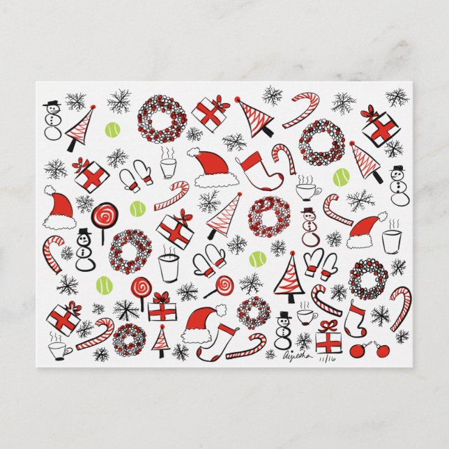 Cartes Pour Fêtes Annuelles Noël de tennis (Devant)