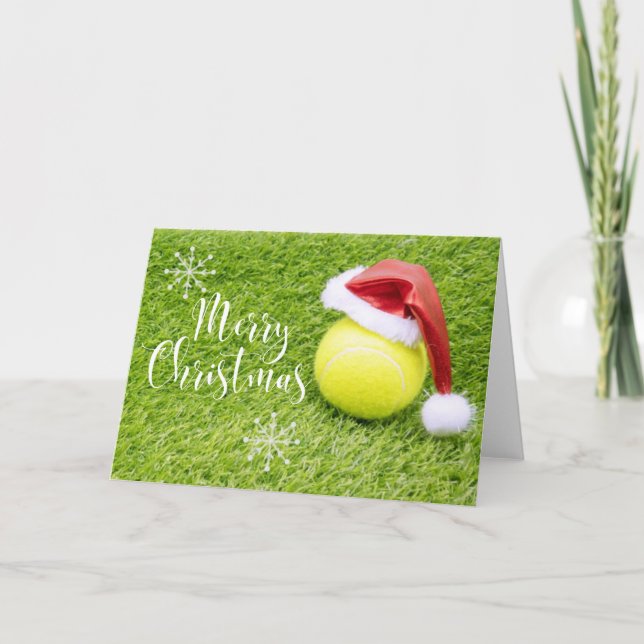 Cartes Pour Fêtes Annuelles Noël de tennis avec balle de tennis et chapeau de  (Devant)