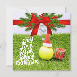 Cartes Pour Fêtes Annuelles Noël de tennis avec balle de tennis et chapeau de 