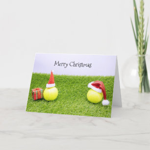 Cartes Pour Fêtes Annuelles Noël de tennis avec balle de tennis et chapeau de