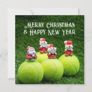 Cartes Pour Fêtes Annuelles Noël de tennis avec balle de tennis et ornements H