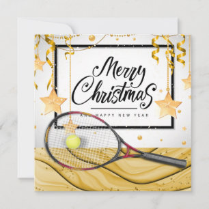 Cartes Pour Fêtes Annuelles Noël de tennis avec balle de tennis et raquette