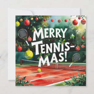 Cartes Pour Fêtes Annuelles Noël de tennis avec balle de tennis et raquette