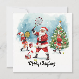 Cartes Pour Fêtes Annuelles Noël de tennis avec le Père Noël