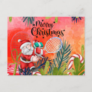 Cartes Pour Fêtes Annuelles Noël de tennis avec le Père Noël Snowman