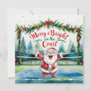 Cartes Pour Fêtes Annuelles Noël de tennis avec Père Noël sur le court