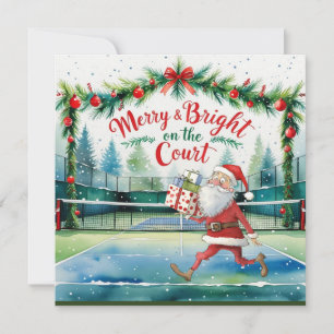 Cartes Pour Fêtes Annuelles Noël de tennis avec Père Noël sur le court