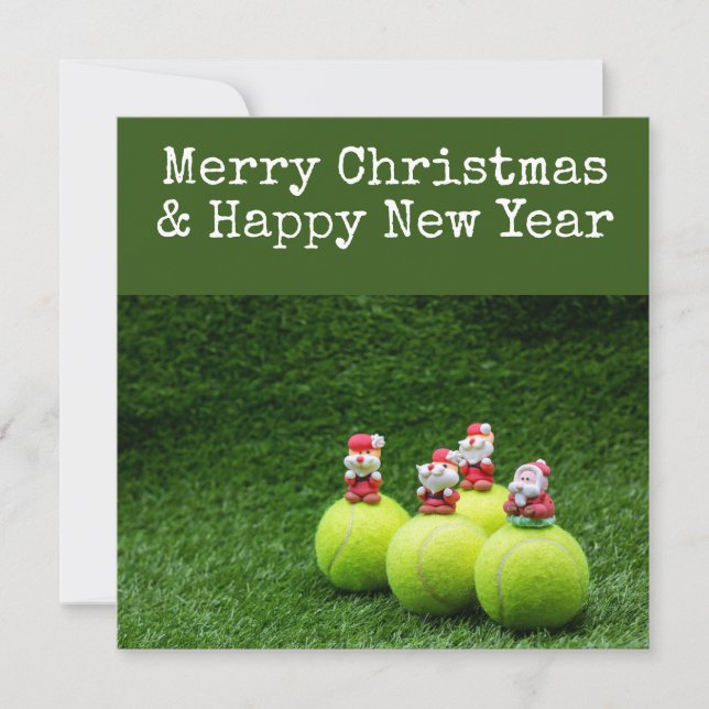 Cartes Pour Fêtes Annuelles Noël de tennis avec thème de tennis (Devant)