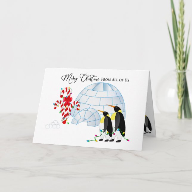 Cartes Pour Fêtes Annuelles Noël de tous nos manchots par Igloo Lights (Devant)