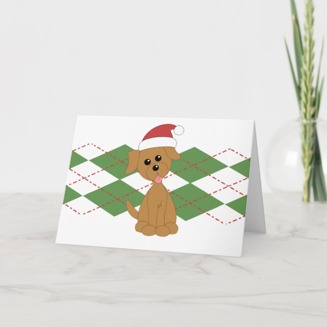 Cartes Pour Fêtes Annuelles Noël de très bon goût de chiot (Devant)