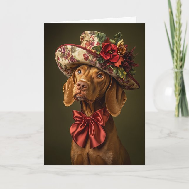 Cartes Pour Fêtes Annuelles Noël de Vizsla victorienne (Devant)