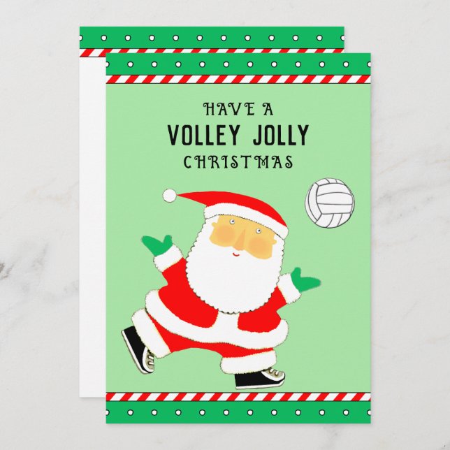 Cartes Pour Fêtes Annuelles Noël de volley-ball (Devant / Derrière)