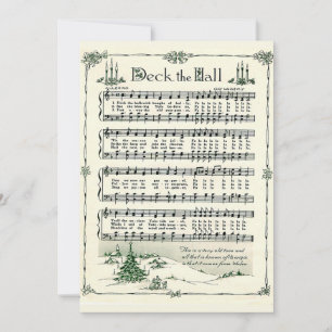Cartes Pour Fêtes Annuelles Noël, Deck the Hall Partition Vintage Musique