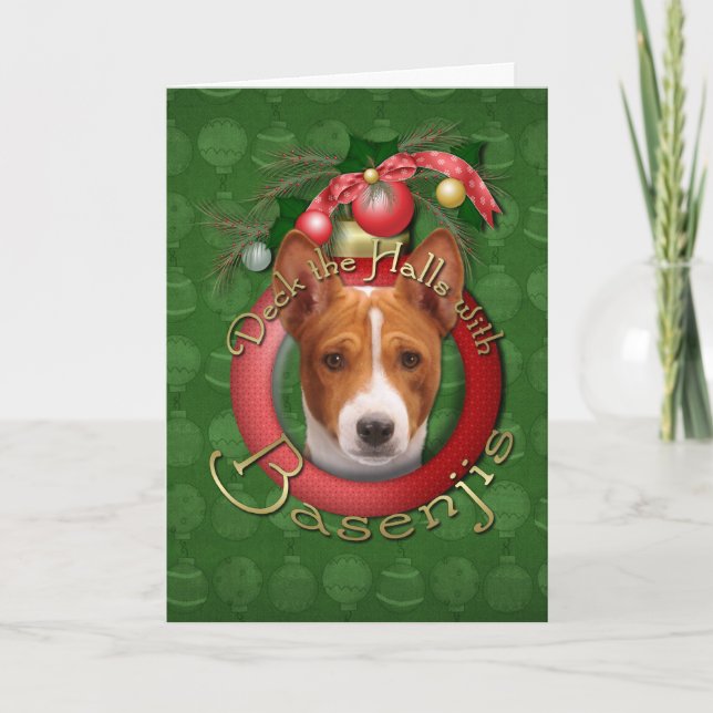 Cartes Pour Fêtes Annuelles Noël - Deck the Halls - Basenjis (Devant)