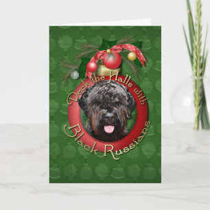 Cartes Pour Fêtes Annuelles Noël - Deck the Halls - Black Russian Terrier