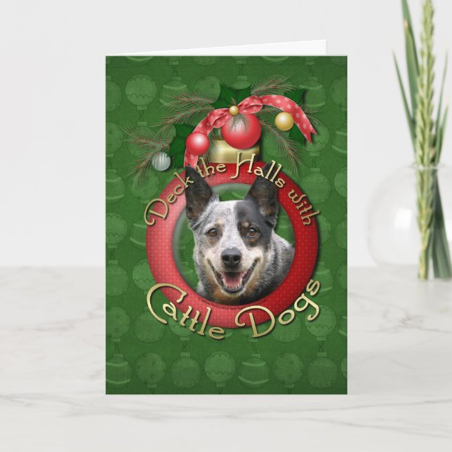 Cartes Pour Fêtes Annuelles Noël - Deck the Halls - Chiens de bétail (Devant)