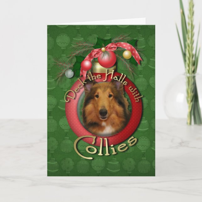 Cartes Pour Fêtes Annuelles Noël - Deck the Halls - Collie - Natalie (Devant)