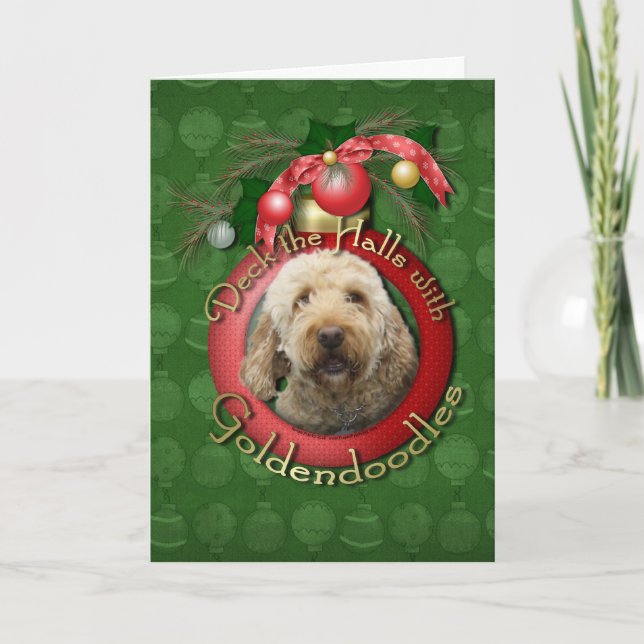Cartes Pour Fêtes Annuelles Noël - Deck the Halls - Goldendoodles (Devant)