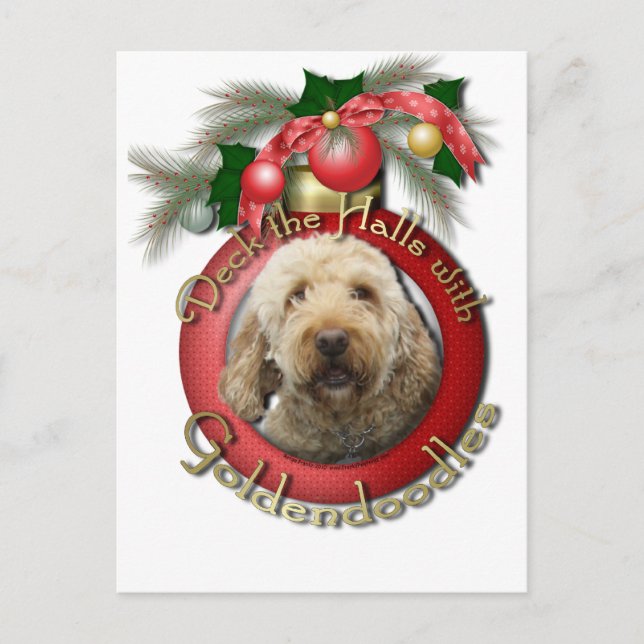Cartes Pour Fêtes Annuelles Noël - Deck the Halls - Goldendoodles (Devant)