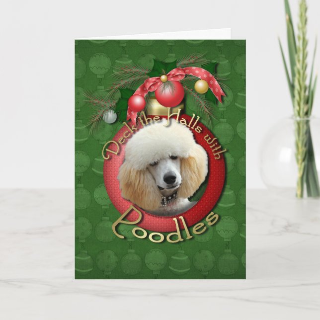 Cartes Pour Fêtes Annuelles Noël - Deck the Halls - Poodles - Apricot (Devant)