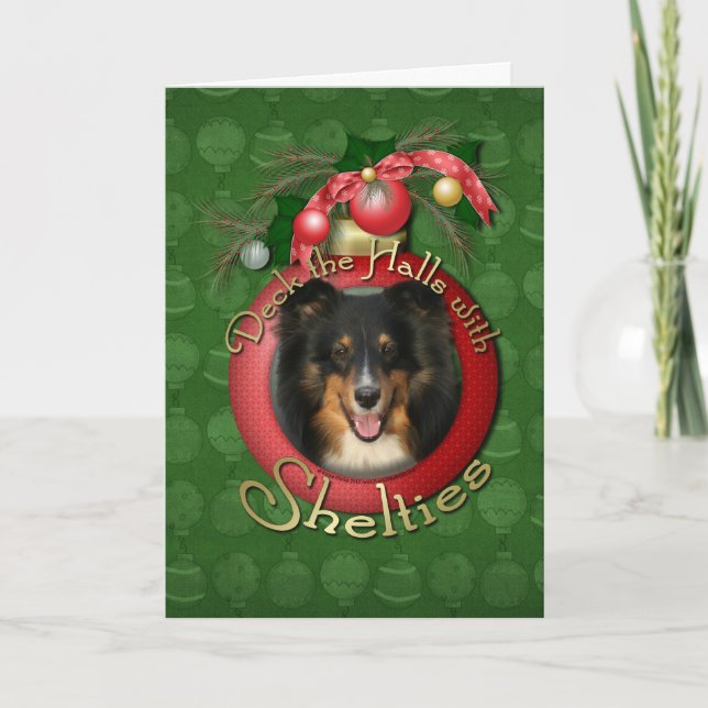 Cartes Pour Fêtes Annuelles Noël - Deck the Halls - Sheltie - Chani (Devant)