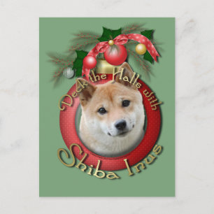 Cartes Pour Fêtes Annuelles Noël - Deck the Halls - Shiba Inu