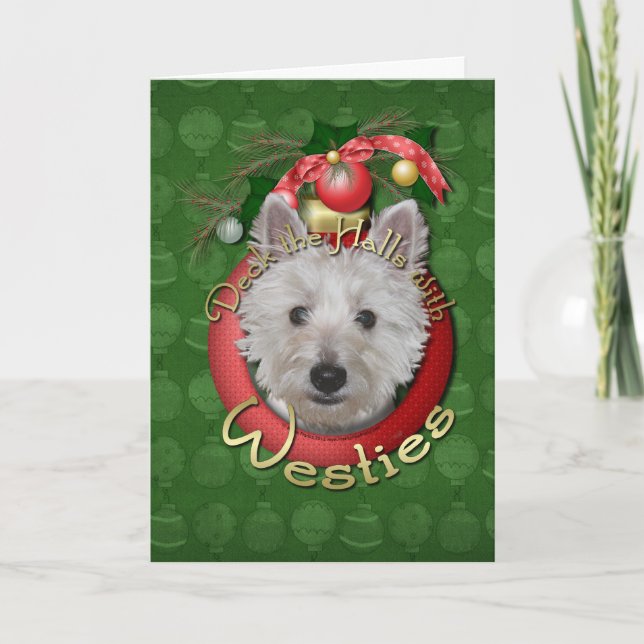 Cartes Pour Fêtes Annuelles Noël - Deck the Halls - Westies - Tank (Devant)