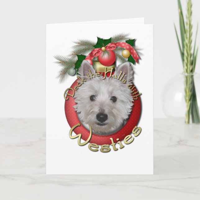 Cartes Pour Fêtes Annuelles Noël - Deck the Halls - Westies - Tank (Devant)