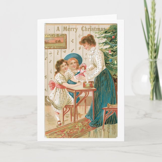 Cartes Pour Fêtes Annuelles Noël démodé, Famliy (Devant)