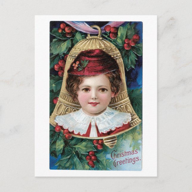 Cartes Pour Fêtes Annuelles Noël démodé, fille (Devant)