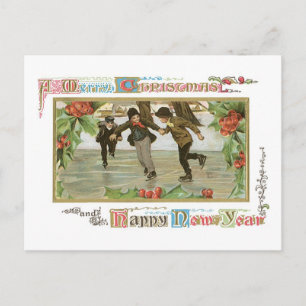 Cartes Pour Fêtes Annuelles Noël démodé, piste de patinage