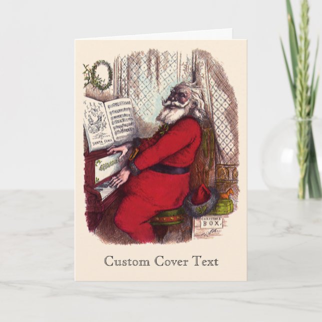 Cartes Pour Fêtes Annuelles Noël d'époque, Thomas Nast Santa Claus Piano (Devant)
