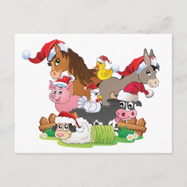 Cartes Pour Fêtes Annuelles Noël des animaux de ferme (Devant)