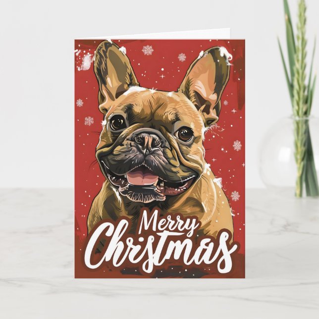 Cartes Pour Fêtes Annuelles Noël des Bulldog français (Devant)