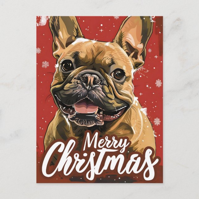 Cartes Pour Fêtes Annuelles Noël des Bulldog français (Devant)