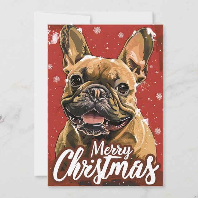 Cartes Pour Fêtes Annuelles Noël des Bulldog français (Devant)