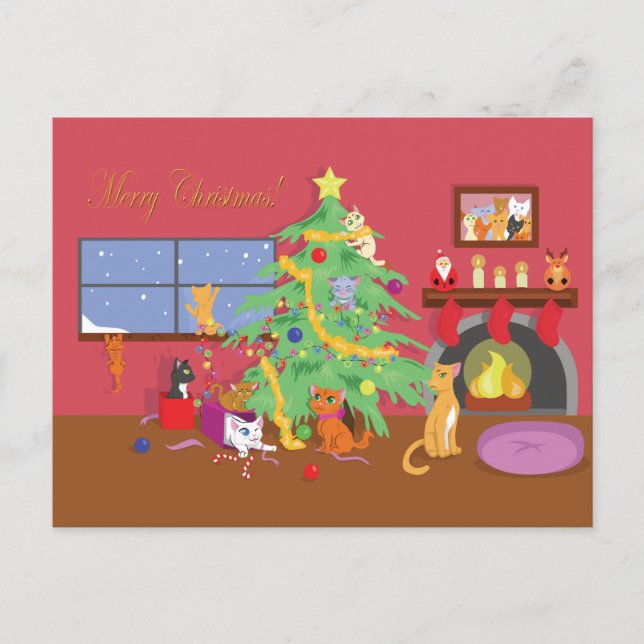 Cartes Pour Fêtes Annuelles Noël des chatons (Devant)