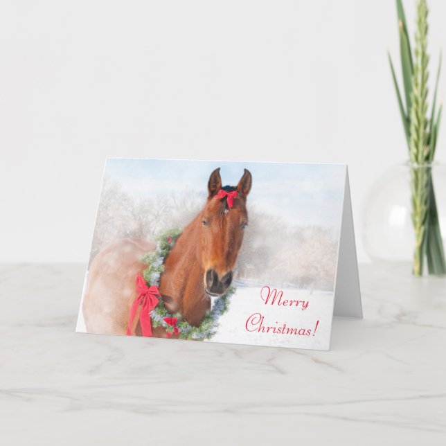 Cartes Pour Fêtes Annuelles Noël des Chevaux de Baie (Devant)