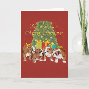Cartes Pour Fêtes Annuelles Noël des chiots de Bulldog