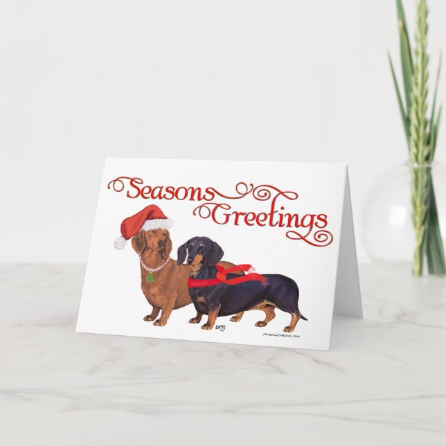 Cartes Pour Fêtes Annuelles Noël des Dachshunds (Devant)