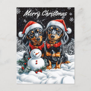 Cartes Pour Fêtes Annuelles Noël des Dachshunds et des Snowman